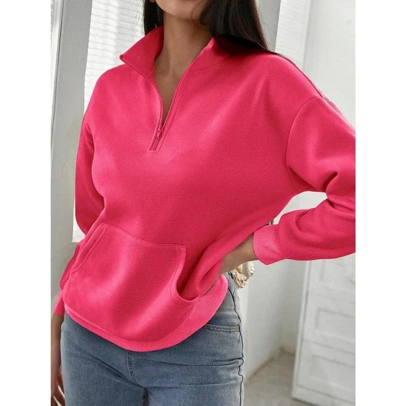 🌟 minimalist Half Zip Kangaroo Pocket Sweatshirt - Picture 11 of 11